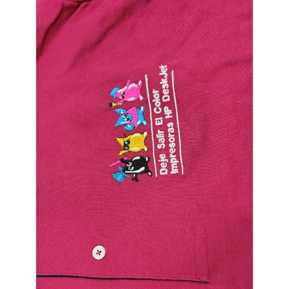 Vintage HP Deskjet Spanish Promo 90's Computer Printer Retro Men's L Polo Shirt - Picture 3 of 8